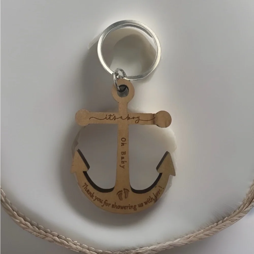 It's A Boy Anchor Keychain 50 Nautical Baby Shower Thank You Cards - Gift Sets
